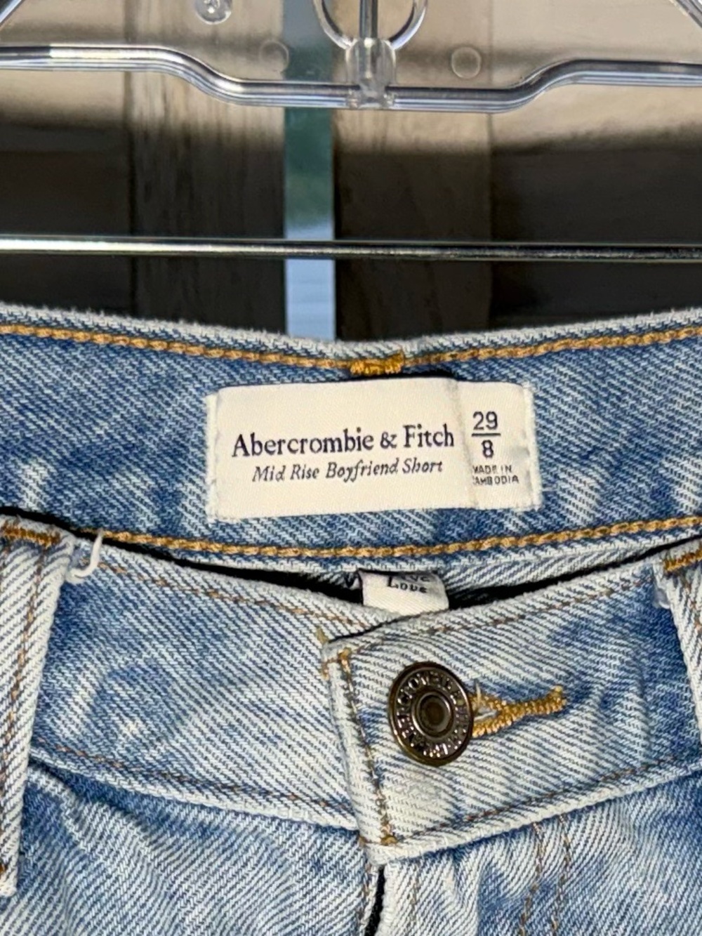Abercrombie & Fitch Light Wash Distressed Denim Shorts - Picture 3 of 3
